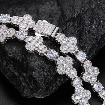 MOISSANITE GEMSTONE CROSS CHAIN NECKLACE IN STERLING SILVER - IVORY & EBONY