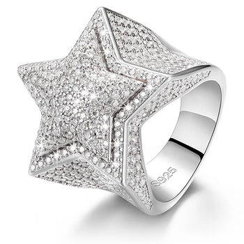 MOISSANITE STAR RING IN STERLING SILVER - IVORY & EBONY