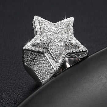 MOISSANITE STAR RING IN STERLING SILVER - IVORY & EBONY