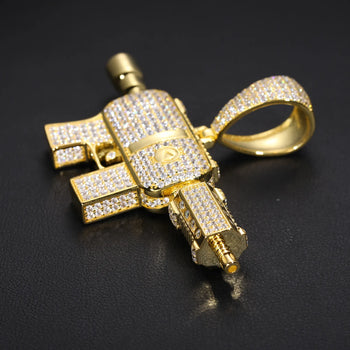 MOISSANITE SUBMACHINE GUN PENDANT IN STERLING SILVER - IVORY & EBONY