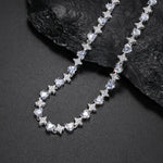 MOISSANITE HEARTS AND STARS TENNIS CHAIN NECKLACE IN STERLING SILVER