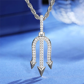 MOISSANITE TRIDENT PENDANT IN STERLING SILVER - IVORY & EBONY