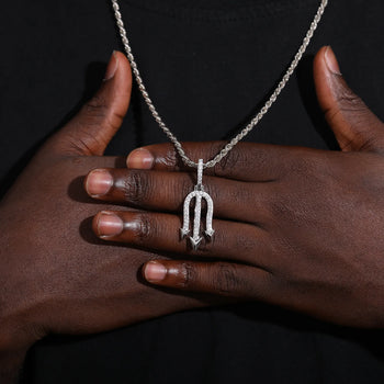 MOISSANITE TRIDENT PENDANT IN STERLING SILVER - IVORY & EBONY