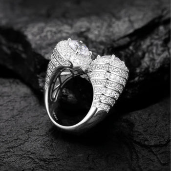 MOISSANITE TWO STONE PROMISE RING IN STERLING SILVER - IVORY & EBONY