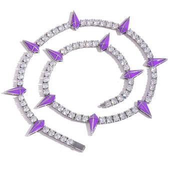 MOISSANITE DIAMOND BLACK PANTHER CHOKER TENNIS CHAIN IN STERLING SILVER