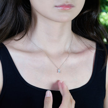 MOISSANITE DIAMOND DAINTY INITIAL PENDANT IN SOLID WHITE GOLD