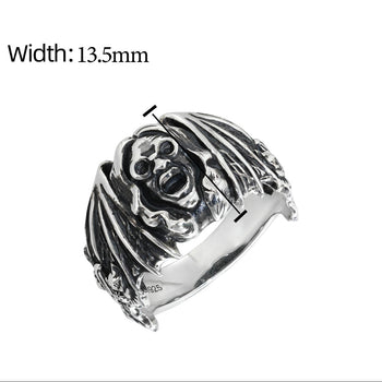 Silver ring with intricate design on a white background, featuring material, zircon, weight, and width information.
