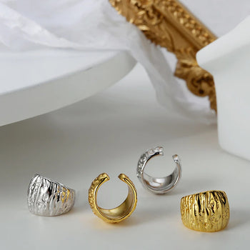 MOLTEN WAVE EAR CUFF EARRING IN STERLING SILVER