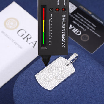 MOSSANITE DIAMOND BAGUETTE CROSS PATTERN PENDANT IN STERLING SILVER - IVORY & EBONY