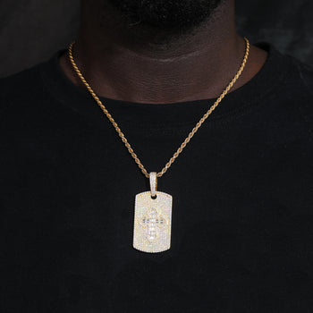 MOSSANITE DIAMOND BAGUETTE CROSS PATTERN PENDANT IN STERLING SILVER - IVORY & EBONY