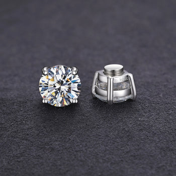 MOISSANITE DIAMOND MAGNETIC EARRINGS IN STERLING SILVER - IVORY & EBONY
