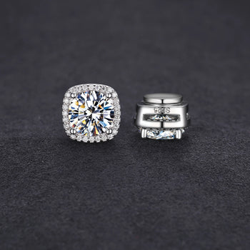 MOISSANITE DIAMOND MAGNETIC EARRINGS IN STERLING SILVER - IVORY & EBONY