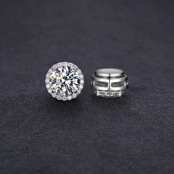 MOISSANITE DIAMOND MAGNETIC EARRINGS IN STERLING SILVER - IVORY & EBONY