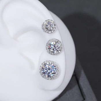 MOISSANITE DIAMOND MAGNETIC EARRINGS IN STERLING SILVER - IVORY & EBONY