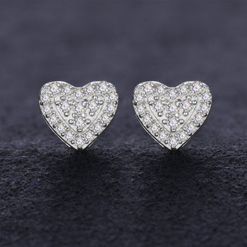 MOISSANITE DIAMOND HEART STUD EARRINGS IN STERLING SILVER - IVORY & EBONY