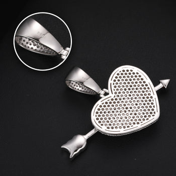 MOISSANITE DIAMOND RED ARROW HEART PENDANT NECKLACE IN STERLING SILVER - IVORY & EBONY