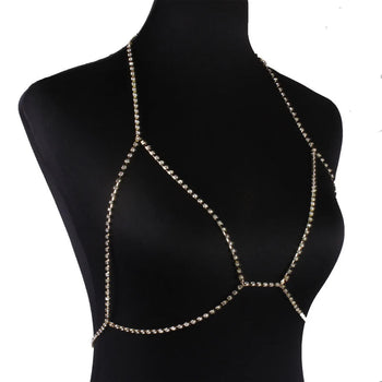 NOCTURA CRYSTAL CONTOUR BODY CHAIN BRALETTE