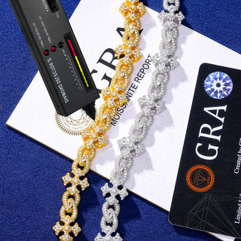 ORNATE CROSS MOISSANITE BRACELET IN STERLING SILVER