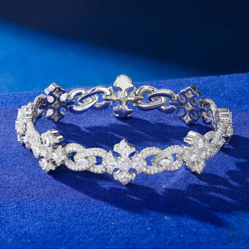ORNATE CROSS MOISSANITE BRACELET IN STERLING SILVER