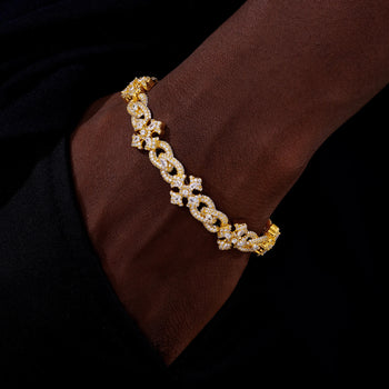 ORNATE CROSS MOISSANITE BRACELET IN STERLING SILVER