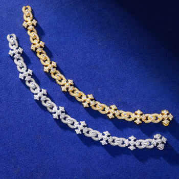 ORNATE CROSS MOISSANITE BRACELET IN STERLING SILVER