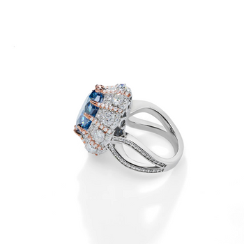 ORNATE MOISSANITE OVAL CUT RING IN STERLING SILVER