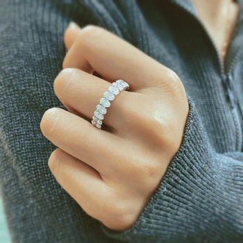 OVAL CUT MOISSANITE BAND IN STERLING SILVER