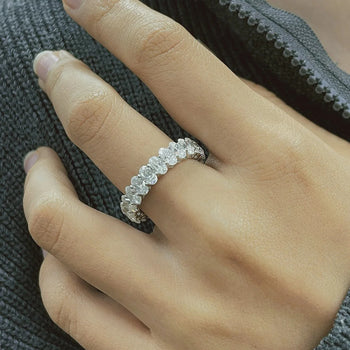 OVAL CUT MOISSANITE BAND IN STERLING SILVER