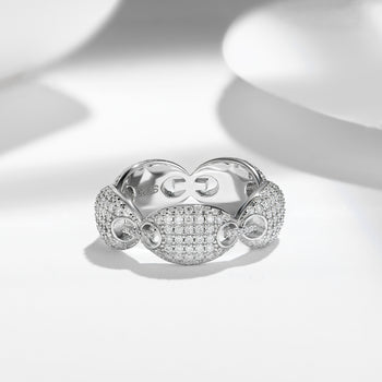 OVAL ETERNITY MOISSANITE RING IN STERLING SILVER