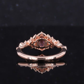 OVAL LAB GROWN PADPARADSCHA AND MOISSANITE RING IN 14K ROSE GOLD