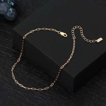 PAPER CLIP CHAIN ANKLET IN STERLING SILVER