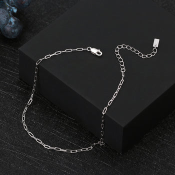 PAPER CLIP CHAIN ANKLET IN STERLING SILVER