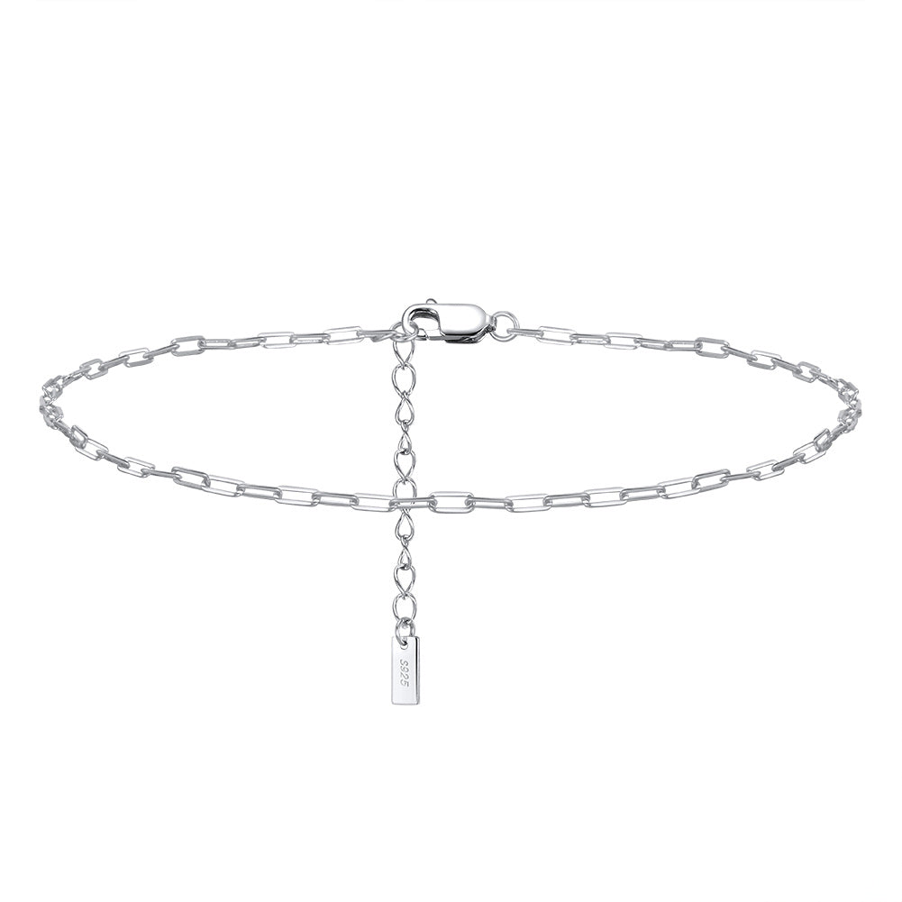 PAPER CLIP CHAIN ANKLET IN STERLING SILVER