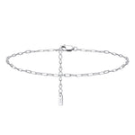 PAPER CLIP CHAIN ANKLET IN STERLING SILVER