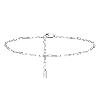 PAPER CLIP CHAIN ANKLET IN STERLING SILVER
