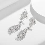 PEACOCK FEATHER MOISSANITE EARRINGS IN STERLING SILVER