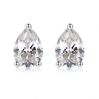 1CT PEAR CUT MOISSANITE DIAMOND STUD EARRINGS IN STERLING SILVER