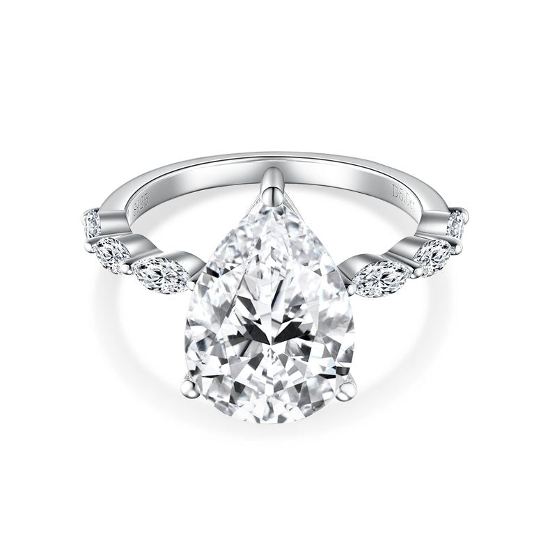 PEAR CUT MOISSANITE ENGAGEMENT RING IN STERLING SILVER