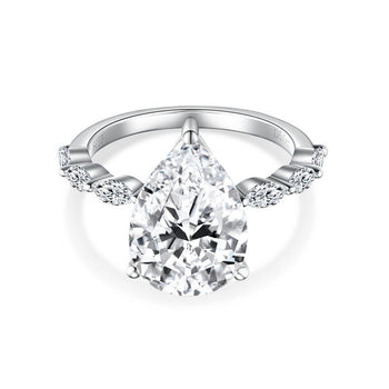 PEAR CUT MOISSANITE ENGAGEMENT RING IN STERLING SILVER