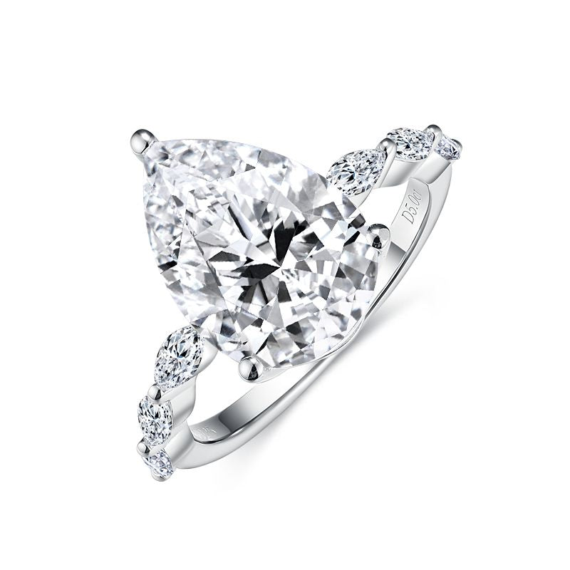 PEAR CUT MOISSANITE ENGAGEMENT RING IN STERLING SILVER