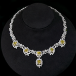 YELLOW CUSHION CUT MOISSANITE NECKLACE IN STERLING SILVER