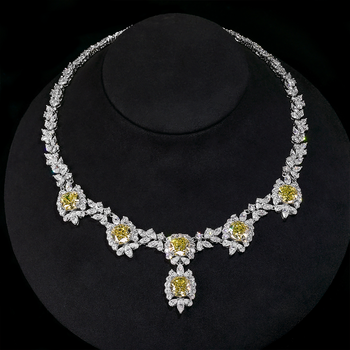 YELLOW CUSHION CUT MOISSANITE NECKLACE IN STERLING SILVER