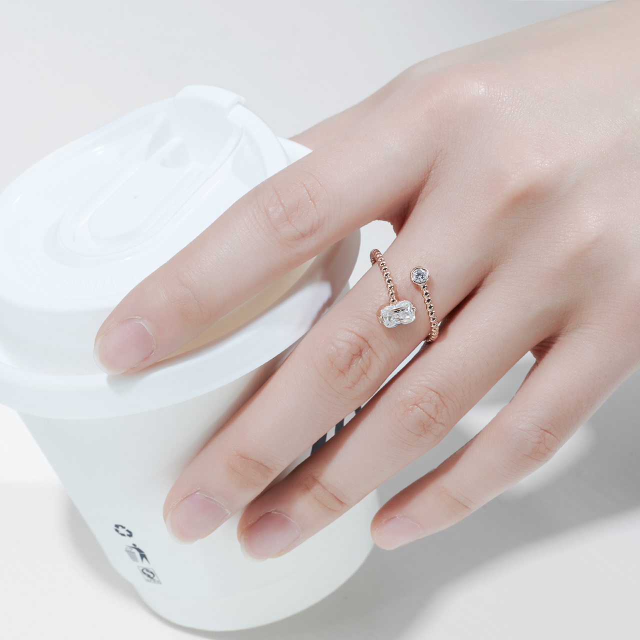 PERSONALIZED MOISSANITE NUMBER RING IN STERLING SILVER