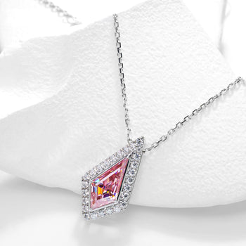 PINK AURORA MOISSANITE NECKLACE IN SOLID GOLD