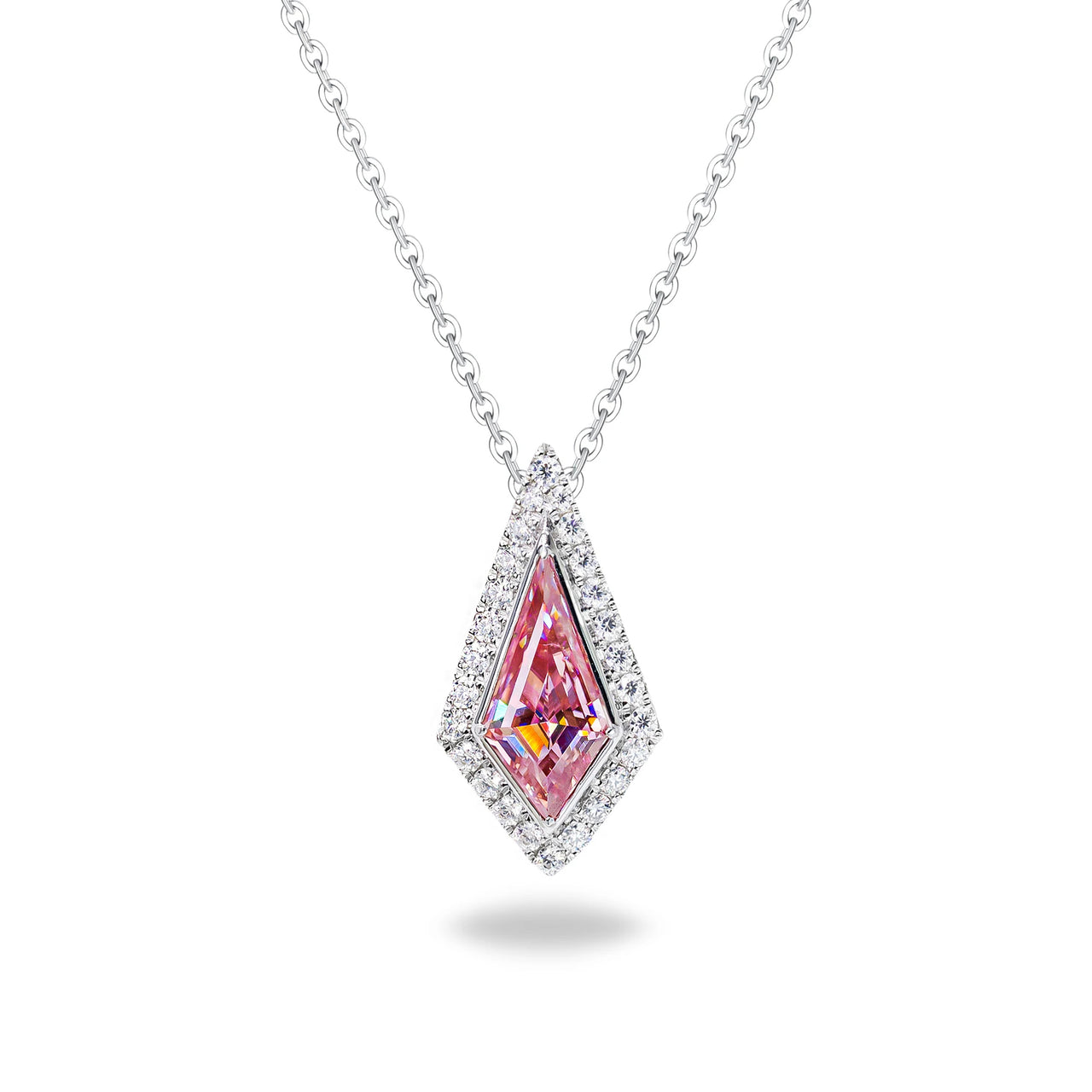 PINK AURORA MOISSANITE NECKLACE IN SOLID GOLD