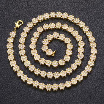 Collier ou bracelet tennis cubain en argent sterling, orné de moissanite et de fleurs de prunier