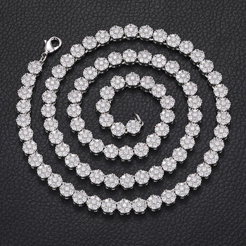 Collier ou bracelet tennis cubain en argent sterling, orné de moissanite et de fleurs de prunier