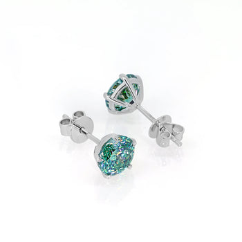 PORTUGUESE CUT MOISSANITE OCEAN GLOW STUDS EARRING IN SOLID GOLD