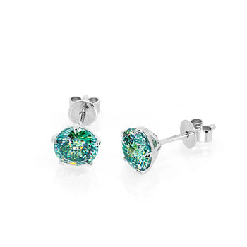 PORTUGUESE CUT MOISSANITE OCEAN GLOW STUDS EARRING IN SOLID GOLD