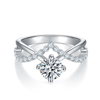 PRINCESS CROWN MOISSANITE DIAMOND RING IN STERLING SILVER